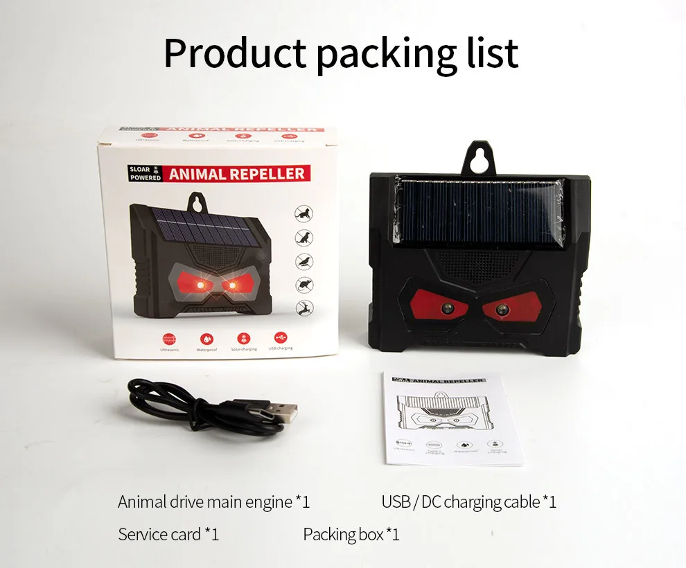 Отпугиватель животных на солнечной батарее средство для сдерживания оленя лисы кота питание от солнечных батарей