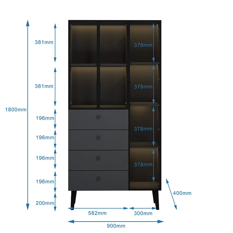 Home Furniture Living Room Aluminum Wine Cabinet Floor Bar Cabinet Home Hotel Wine Rack Restaurant Storage Display Shelf