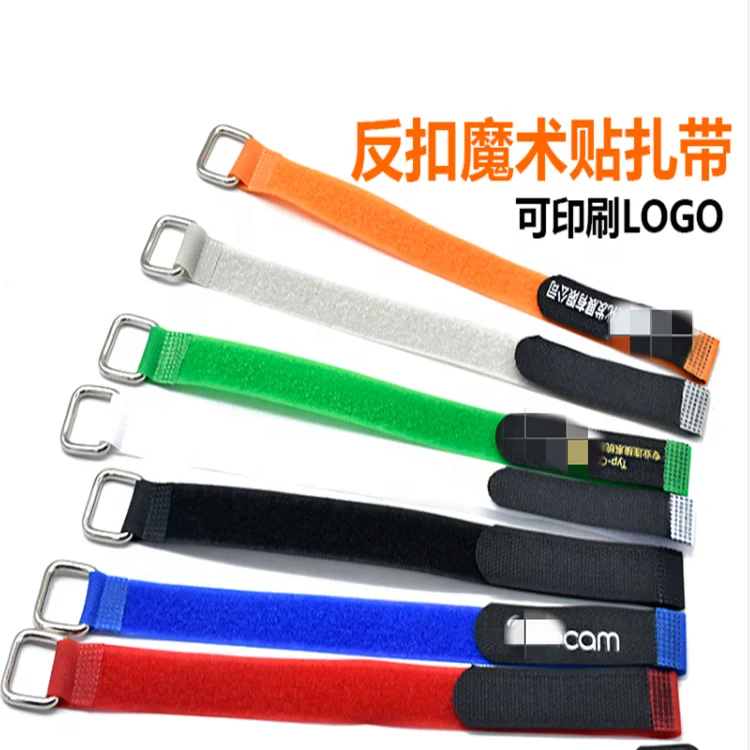 Fastening wraps reverse loop nylon custom logo double side adjustable self locking Reusable hook and loop strap