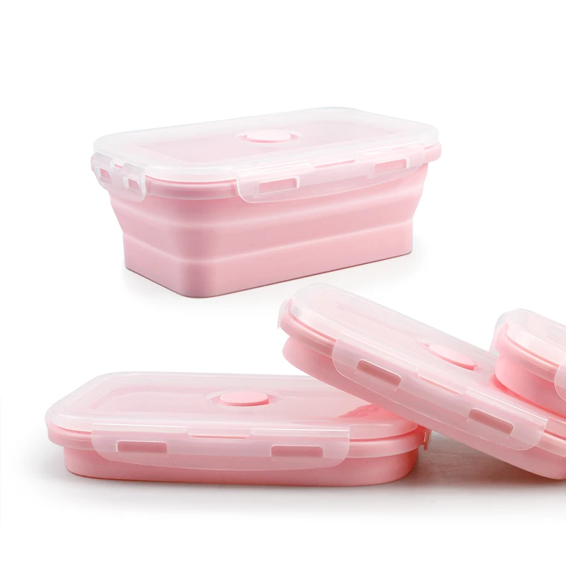 BPA free 4 sets foldable food storage Microwave containers Collapsible silicone lunch boxes
