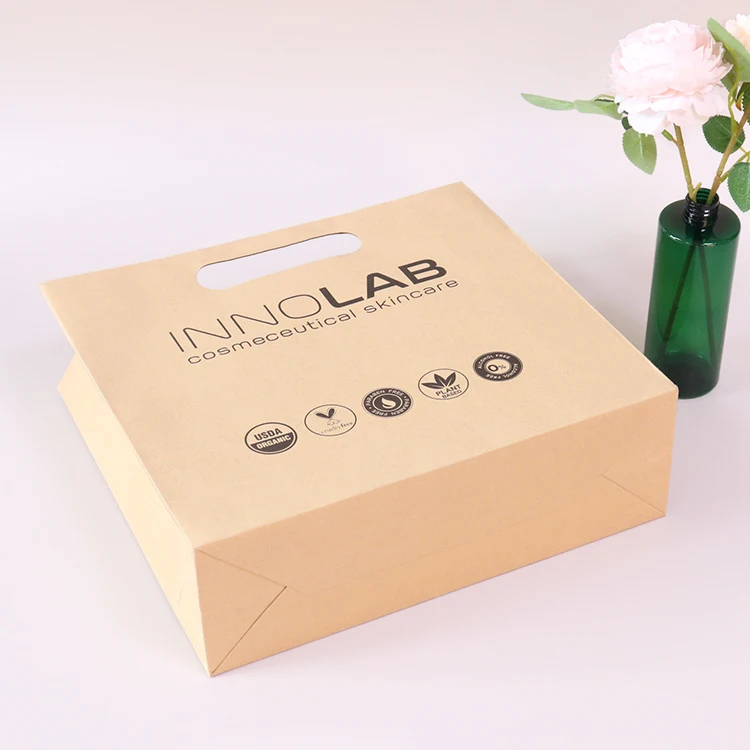 OEM custom logo printed cheap price china wholesale recycled shopping kraft square bottom paper gift bags with die-cut handles