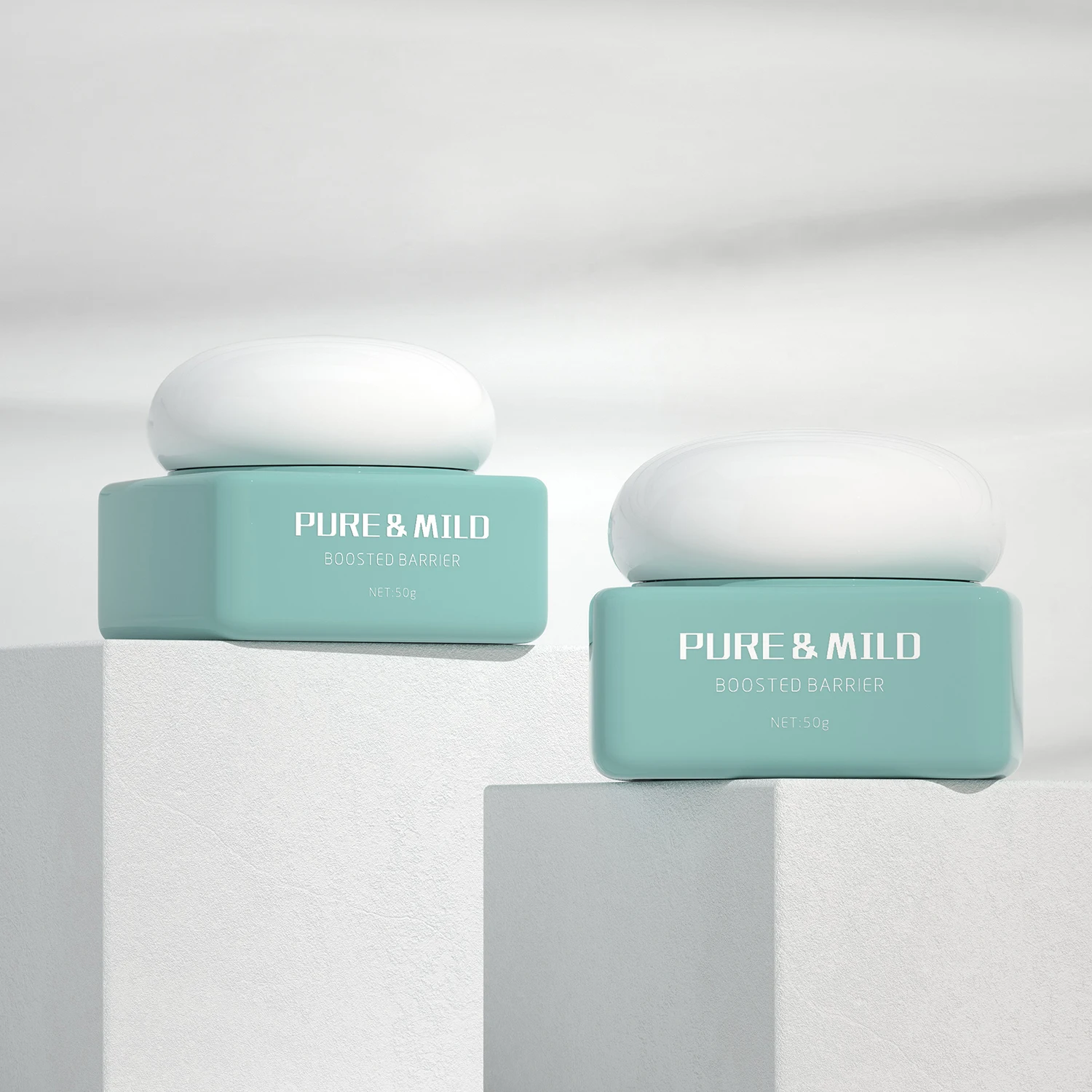 Custom 30 g 50g Luxury Empty Skincare Packaging Eye Facial Cream Jar Square Glass Cosmetic Glass Jars With Screw Lid