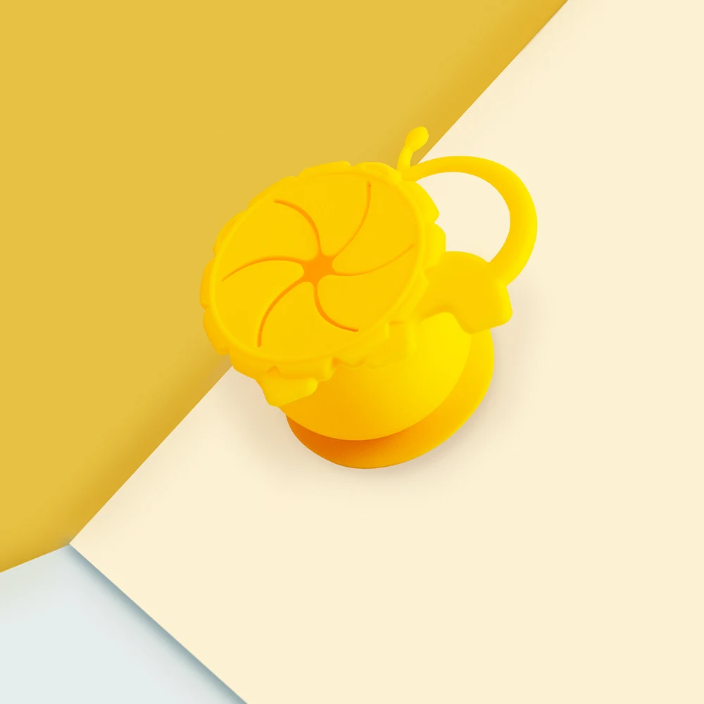 Spill Proof Baby Learning Drinkware Silicone Snack Cup Silicone Baby Suction Snack Cup Catcher with Lid for Toddlers