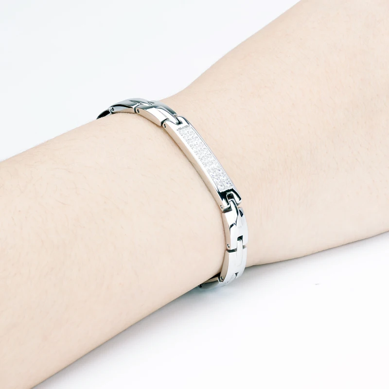 2024 Best selling good health stainless steel germanium negative ion bio magnetic energy rhinestone bracelet for women