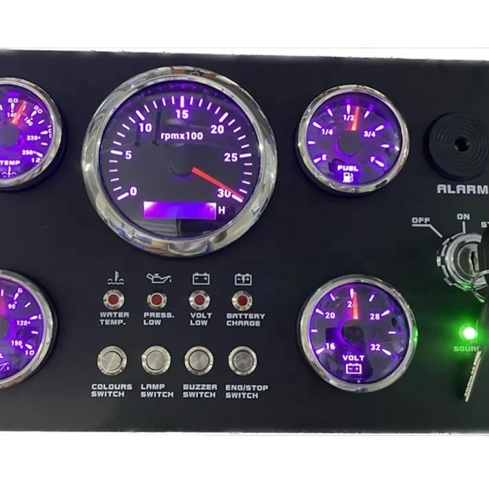 Waterproof Marine Dashboard Switch Panel Boat Dashboards 24V Diesel Engine Control Panel