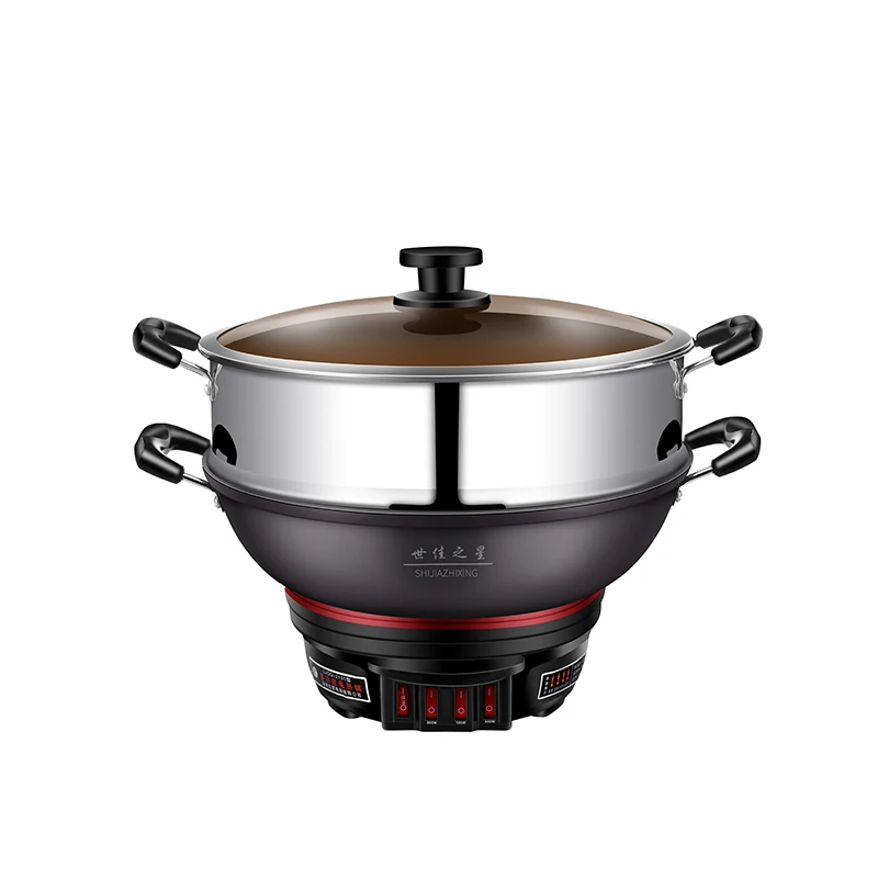 Student small multi-purpose soup pot cooking pot 28cm Portable Multi-function Stainless Steel Food Display electric frying pan