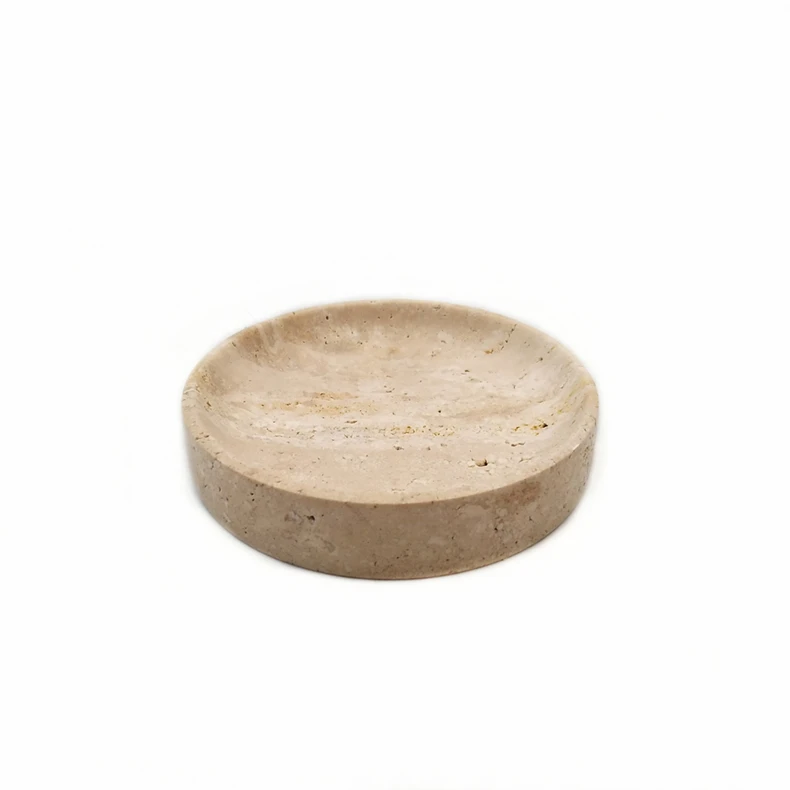 Natural Rome Travertine Round Shape Soap Dish 10cm diameter Soap Tray