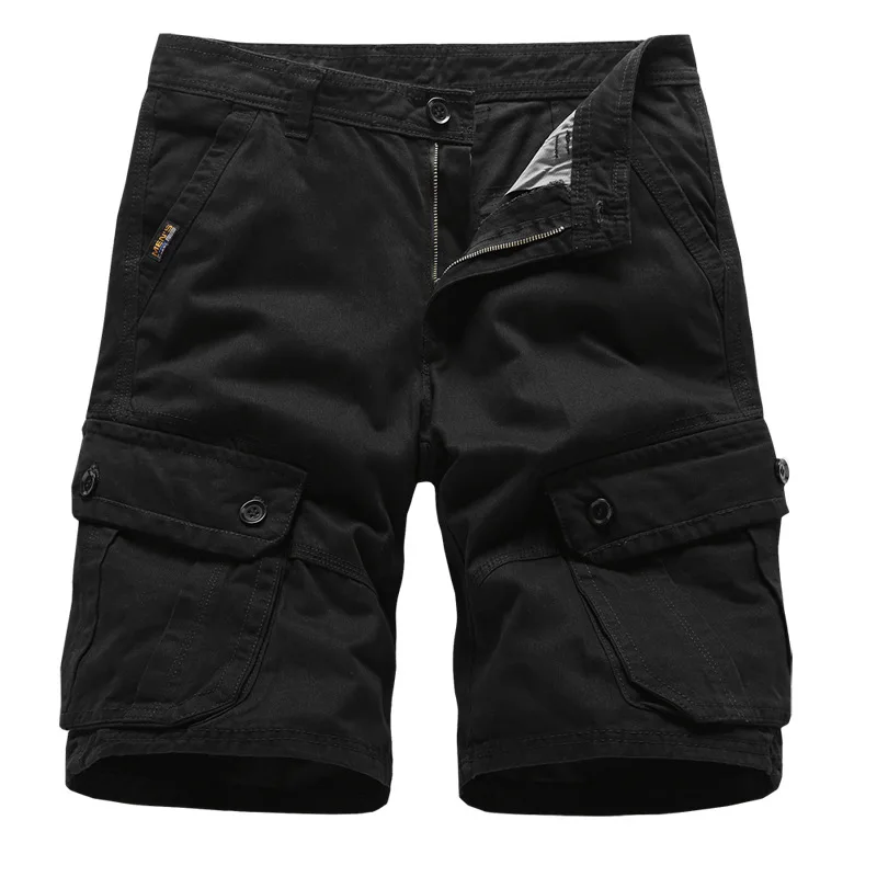 2023 Summer Cotton 6 Pockets Classic Plain Color Loose Style Mens Shorts