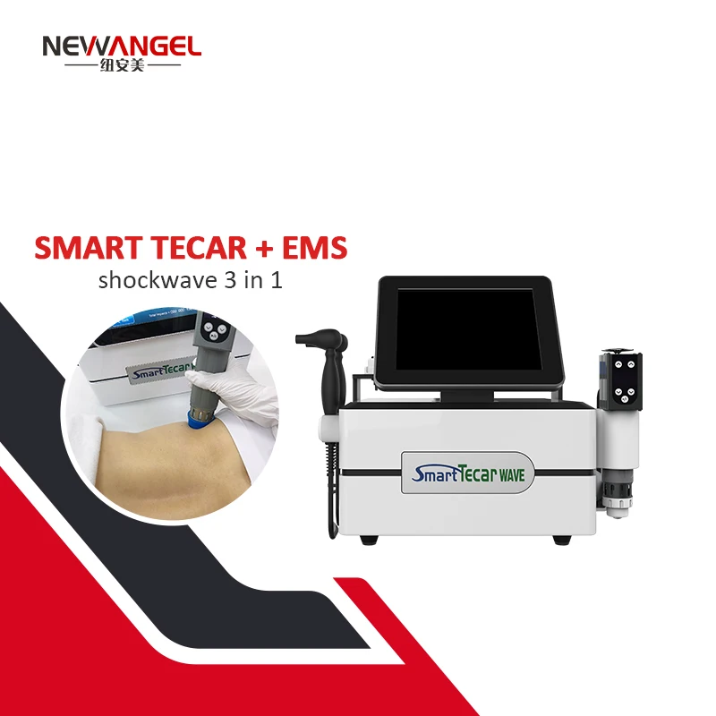 Newangel best factory price portable multifunction pain relief plantar fasciitis 448k cet ret rf ems shock wave therapy device