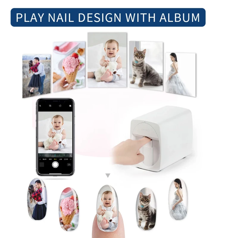 Mobile nail art printer automatic spray painting nail art printing machine DIY nail art making machine