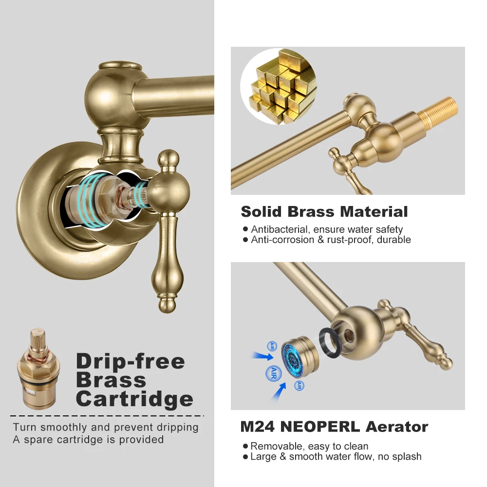 Faucets Mixers&Taps Single Hole Folding Kitchen Faucets Kitchen Taps Brass Pot Filler Faucet Tap