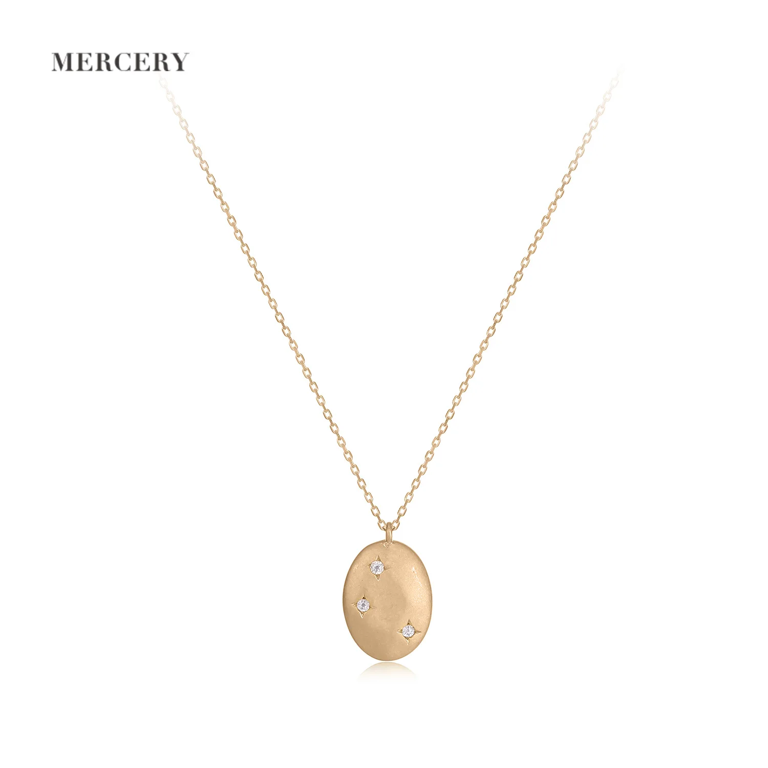 Mercery 2023 новые трендовые продукты Овальный кулон ожерелье ювелирные изделия из тонкого золота бриллиантовое с камнем для женщин