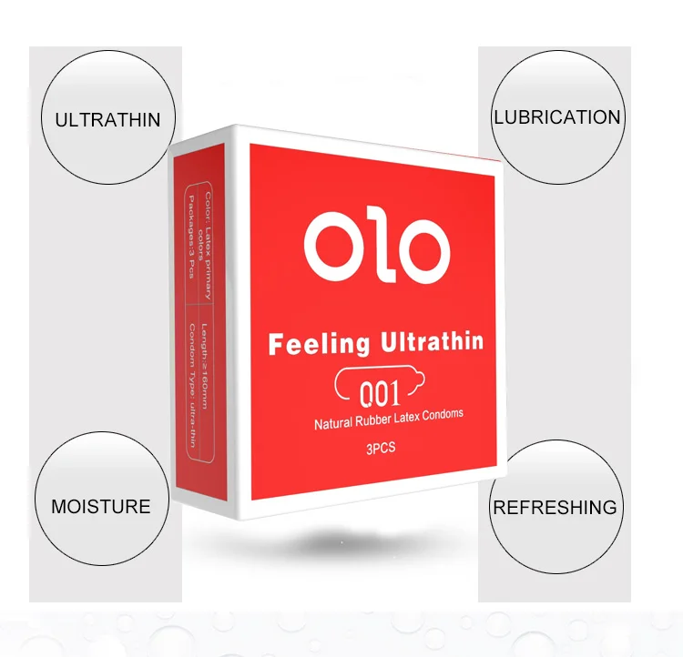 OLO Japan xxx Super Sensitive Magic Condom Thermal Sensation Rubber 001 Sex Toy Condom for Men 3pcs/box