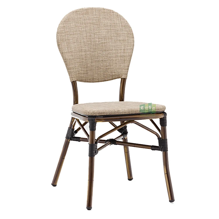 (E1177) Modern design cafe stackable aluminum metal fabric outdoor chairs furniture
