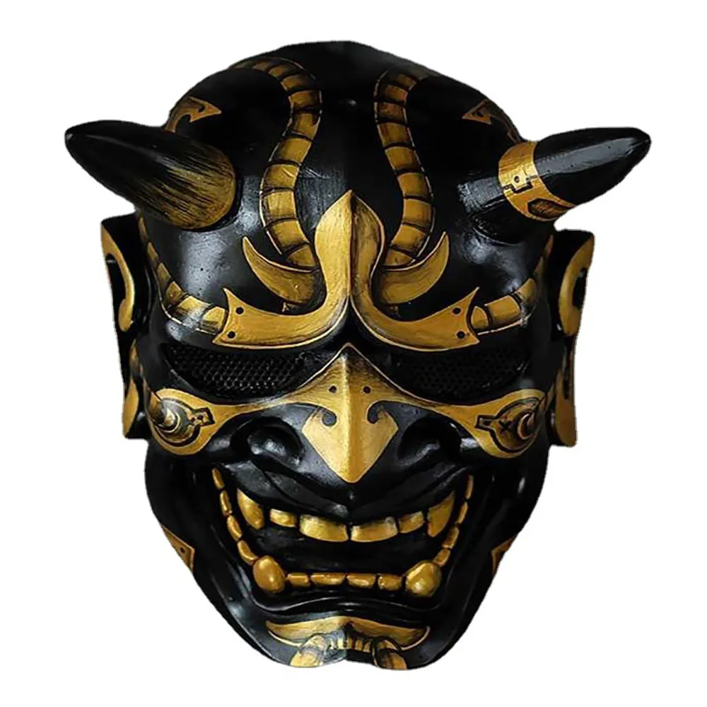 Latex Samurai Mask Japanese Cosplay Mask Soft Horror Rubber Anime Mask Halloween Costume Props Carnival Mascara