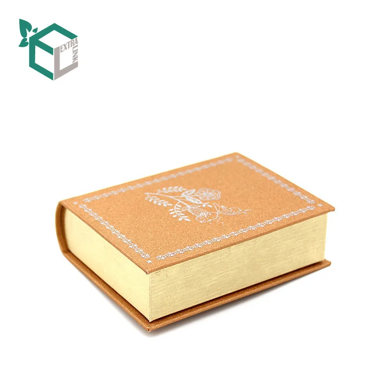 Wholesale Cheap Price High Quality Decorative Fake Book Boxes Hot Stamping Velvet Gift Box Book Shaped Packaging