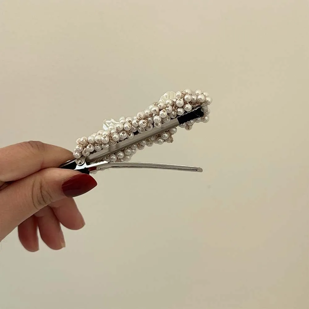 ins hot selling korean girls alligator hair clips pearl duck bill bow flower hair clips women accessories wholesale