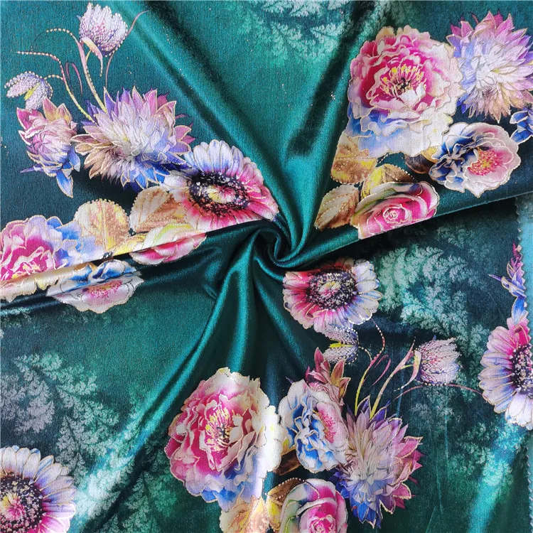 Karachi velvet impossi velvet Print with Foil velvet fabric for garment