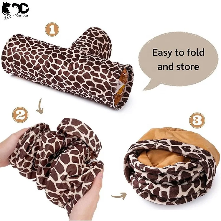 GeerDuo 3 Way Foldable Plush Collapsible Rabbits Hedgehog Rat Chinchillas Guinea Pig Pet Tunnel Toy Cage