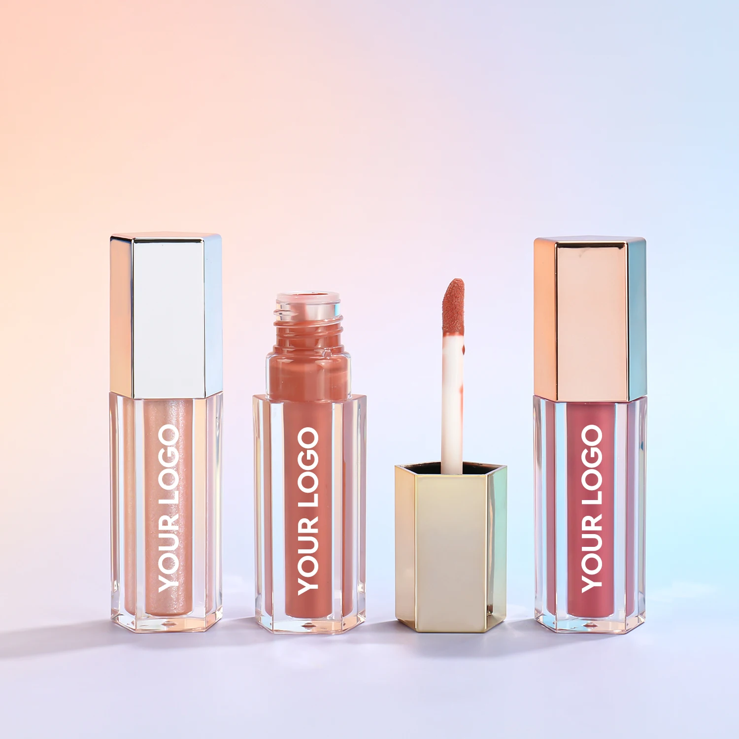 Hexagonal Lip Gloss Private Label Waterproof Lipgloss Vegan Lip Gloss Long Lasting Empty Lip Gloss Tubes