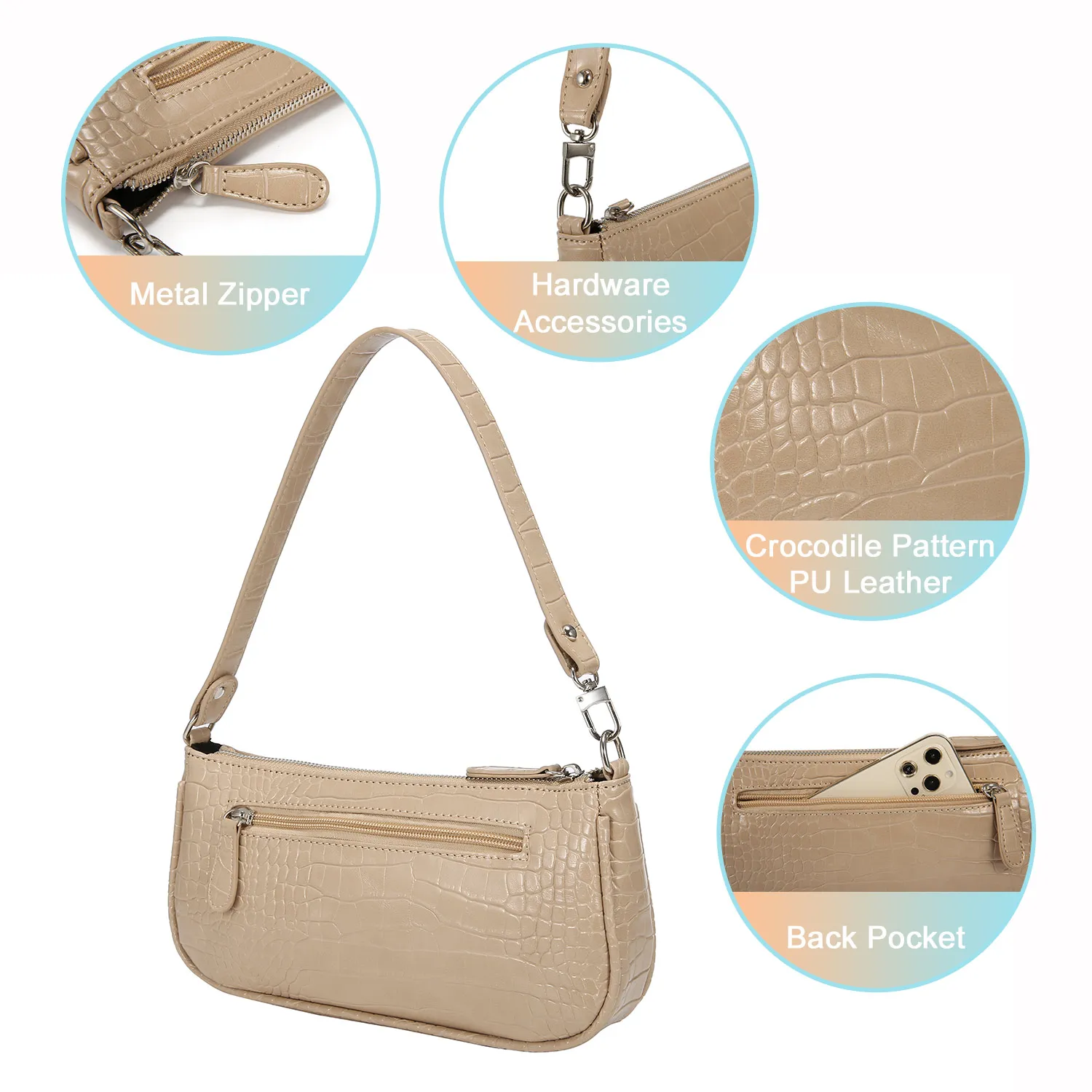 Fashion Ladies Retro Classic Tote HandBag Crocodile Pattern Clutch Mini Purse Shoulder Bags for Women 2023