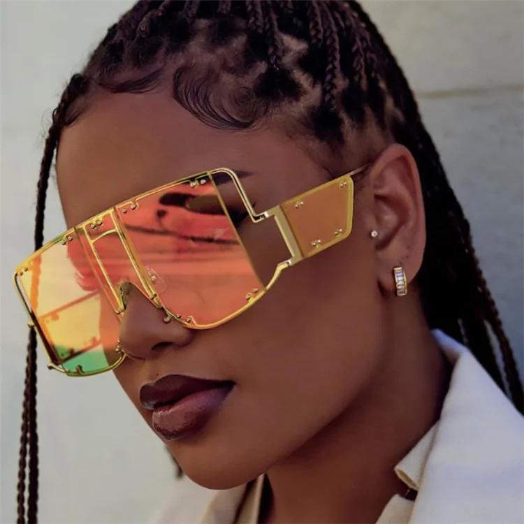 
Fashion Square Sunglasses Women Oversized Mirror Men Shades Glasses Luxury Metal Trend Unique Eyewear 
