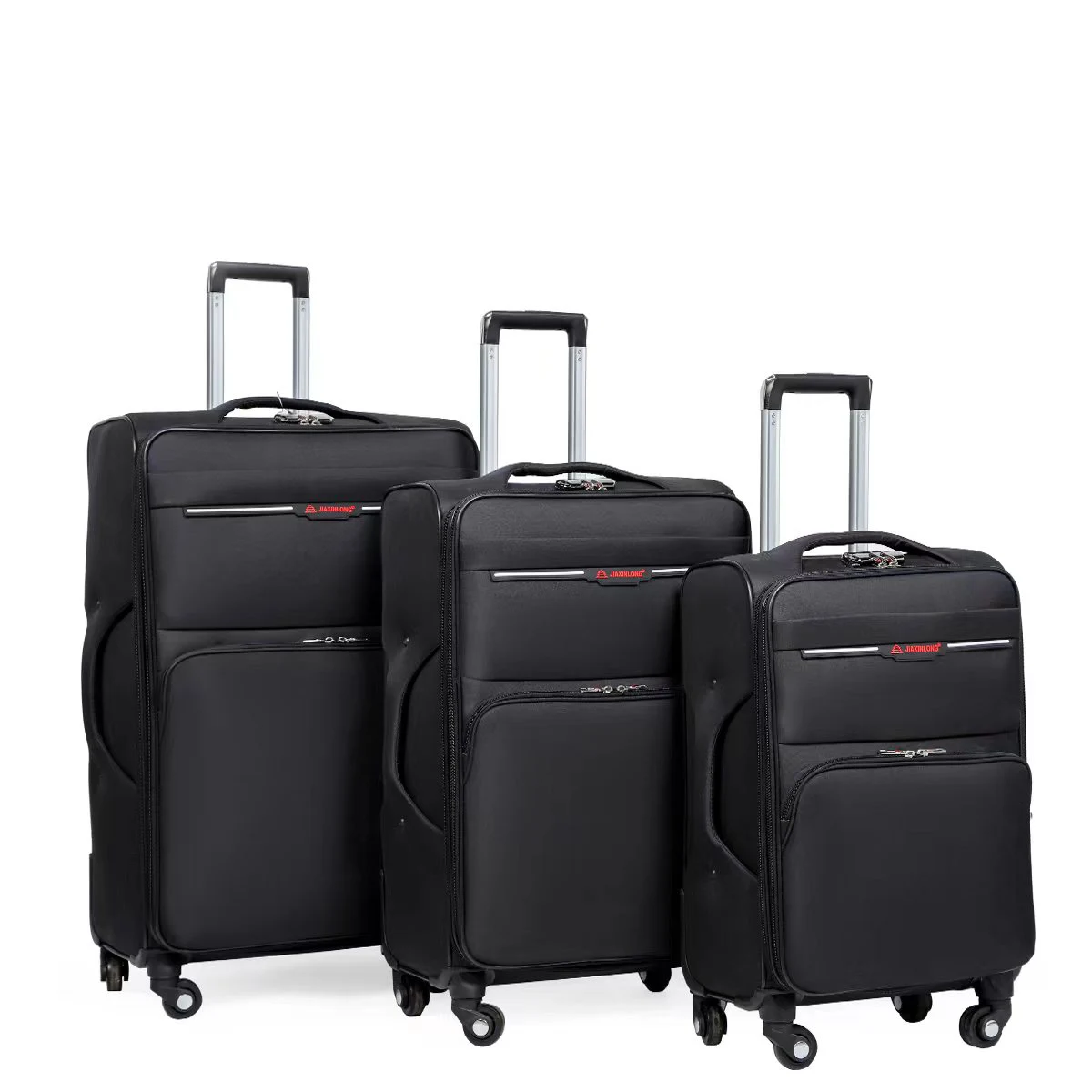 Marksman factory direct sale classic 4 spinner wheels 3 in 1 pieces fabric trolley travel luggage suitcase bag set