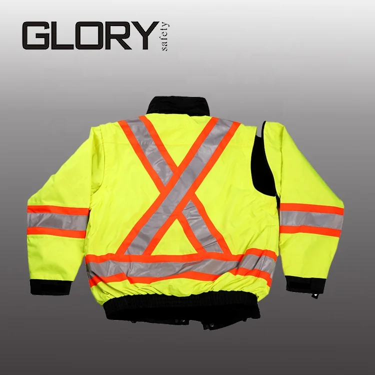 Reflective jacket hi vis waterproof contrast windbreaker workwear rain jacket
