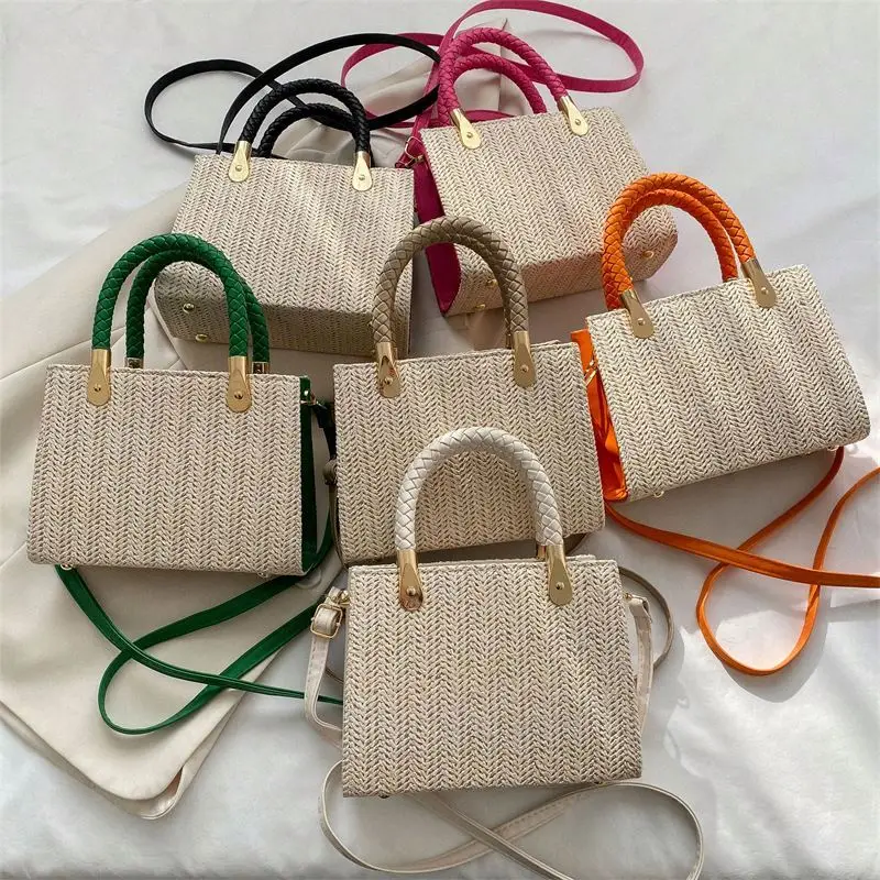 Beach Straw Bag Summer Beach Handbag Eco Friendly Handmade Woven Raffia Tote Bag Women Purse Handbags