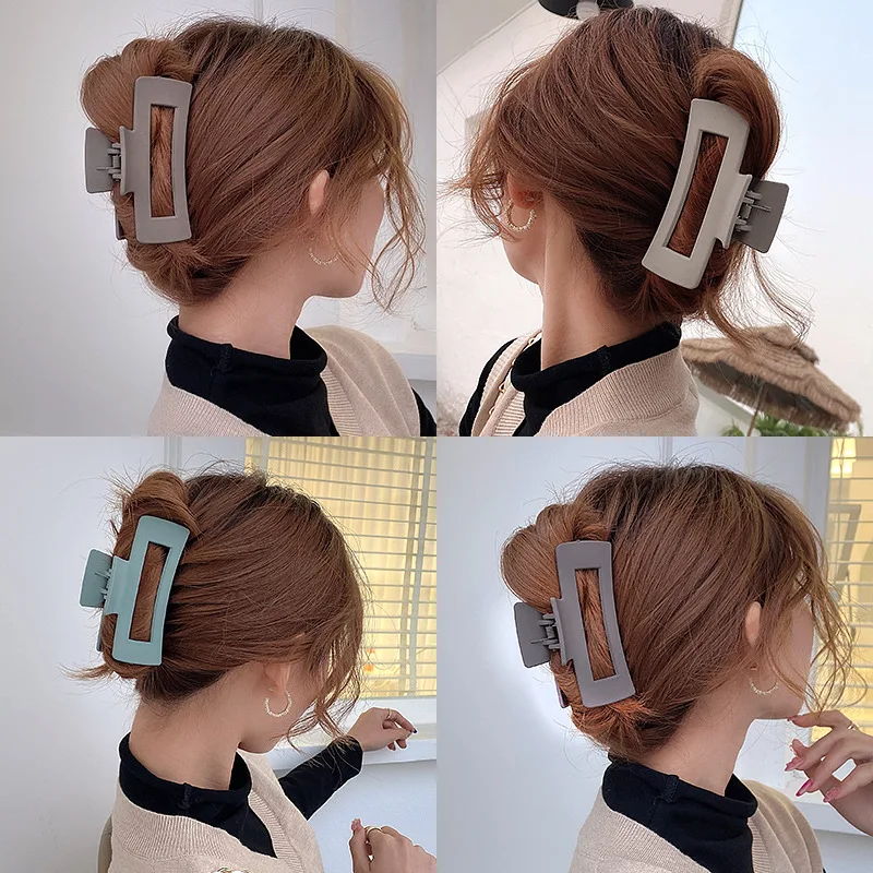 2022 new Korean ins square hairpin female back clip Korean temperament large bath dish hair shark clip hair accessories