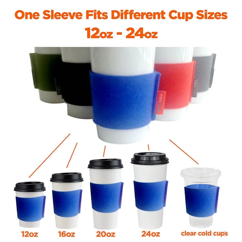 Reusable Coffee Tea Cup Sleeves Heat Resistant Insulates Protective Sleeve Nonslip Felt Cover for 12oz-24oz Cups