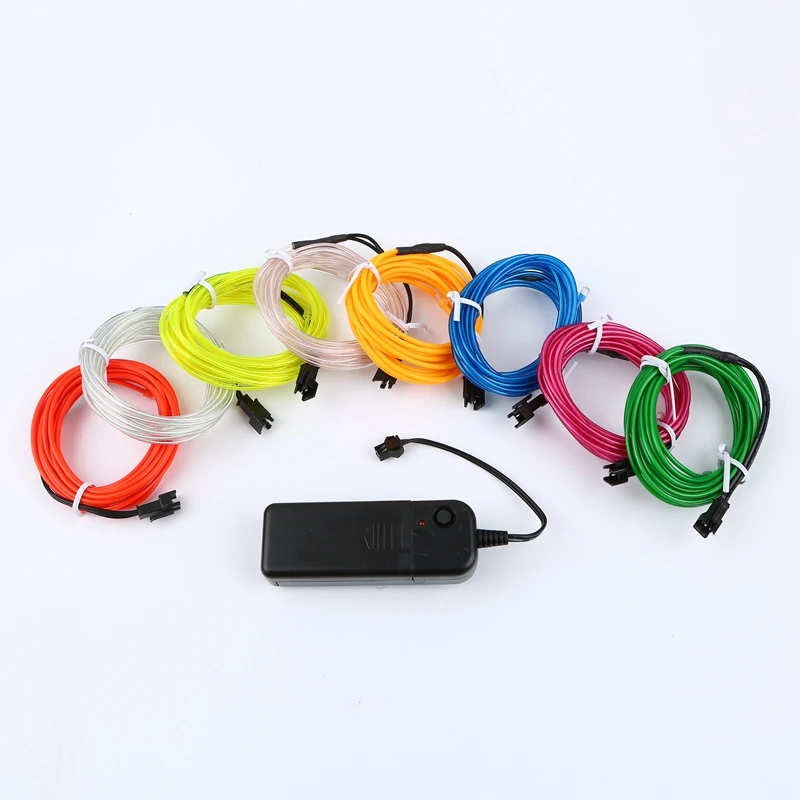 Multi-Color USB 5M Flexible LED Car Neon Decorative Light Halloween Holiday Bright Glowing EL Wire