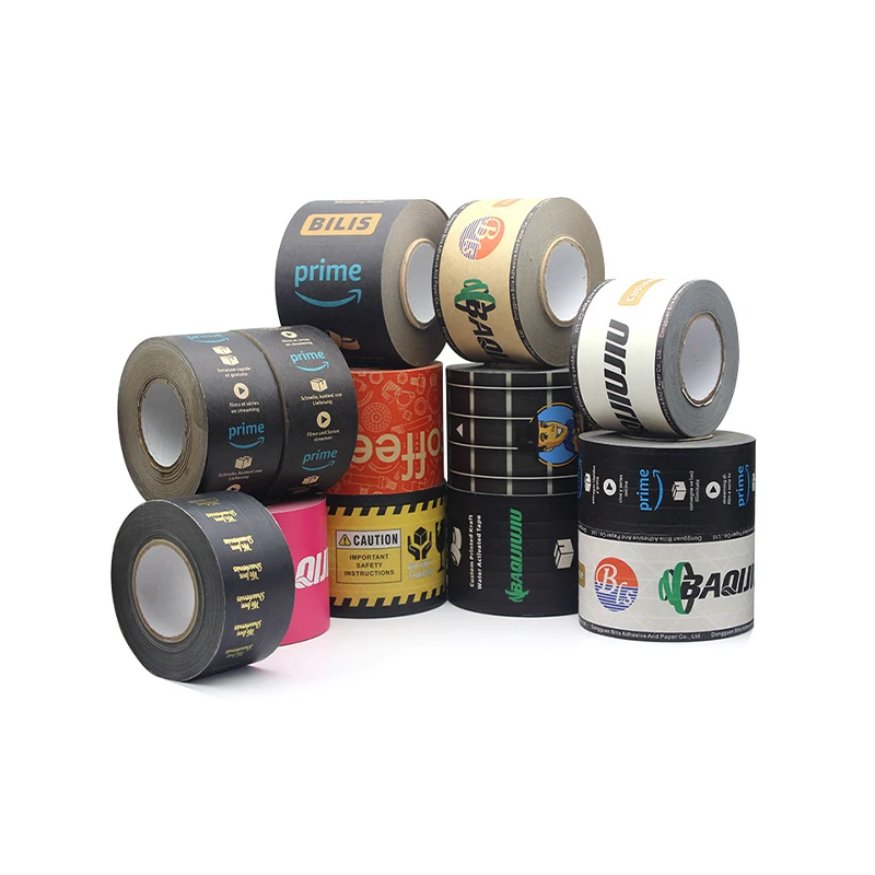 Competitive Price Custom Black Craft Water Activated Reinforced Color Packing Strapping Kraft Paper Masking Tape Rolls