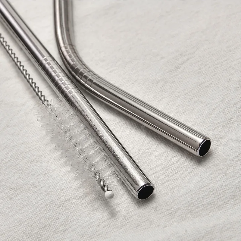 304 Custom 4pc Set  Straight Bent 6mm Stainless Steel Straw Set