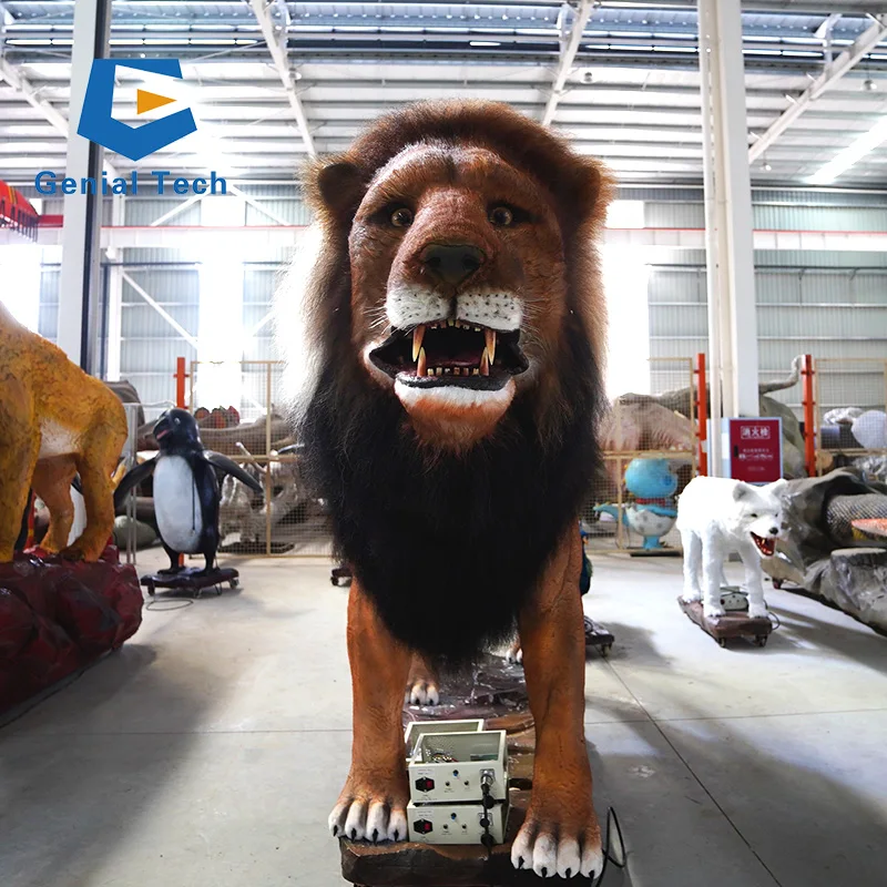 JN-Z23J26 Animatronic Robot Animal Lion Model Full Life Size Zoo Decoration Simulation Animal Animatronic Lion Models Sale