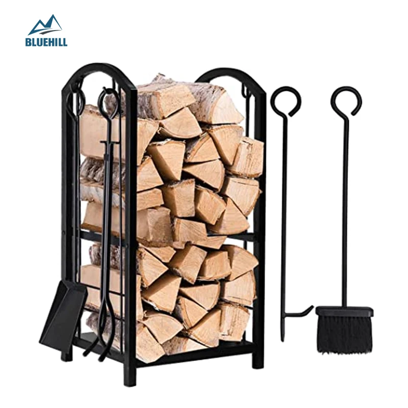 4ft,8ft Outdoor/Indoor Firewood Rack Holder,Adjustable Heavy Duty Fire Log Stacker Stand Holder for Fireplace Wood Storage