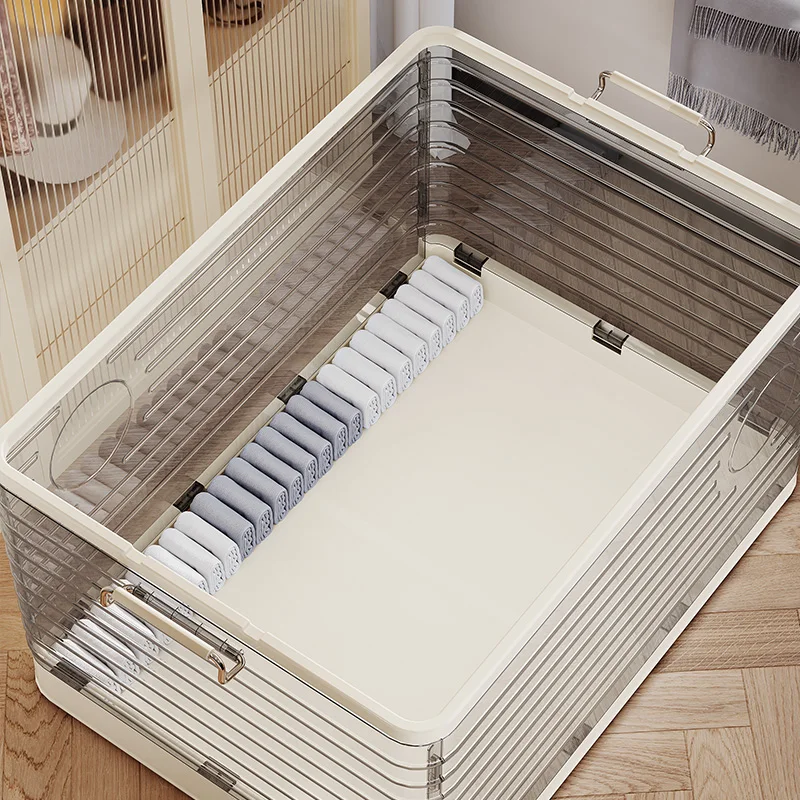 Rmier Transparent Plastic Large Capacity Foldable Storage Locker Multifunctional Office/Bathroom/Clothes/Toys etc. Storage