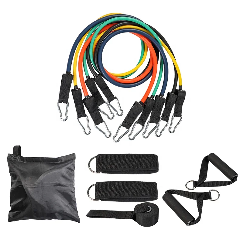 Custom logo 11 pcs Fitness Hip Heavy Leggings Resistance Bands Set Loop Tube TPE Resistance Bands