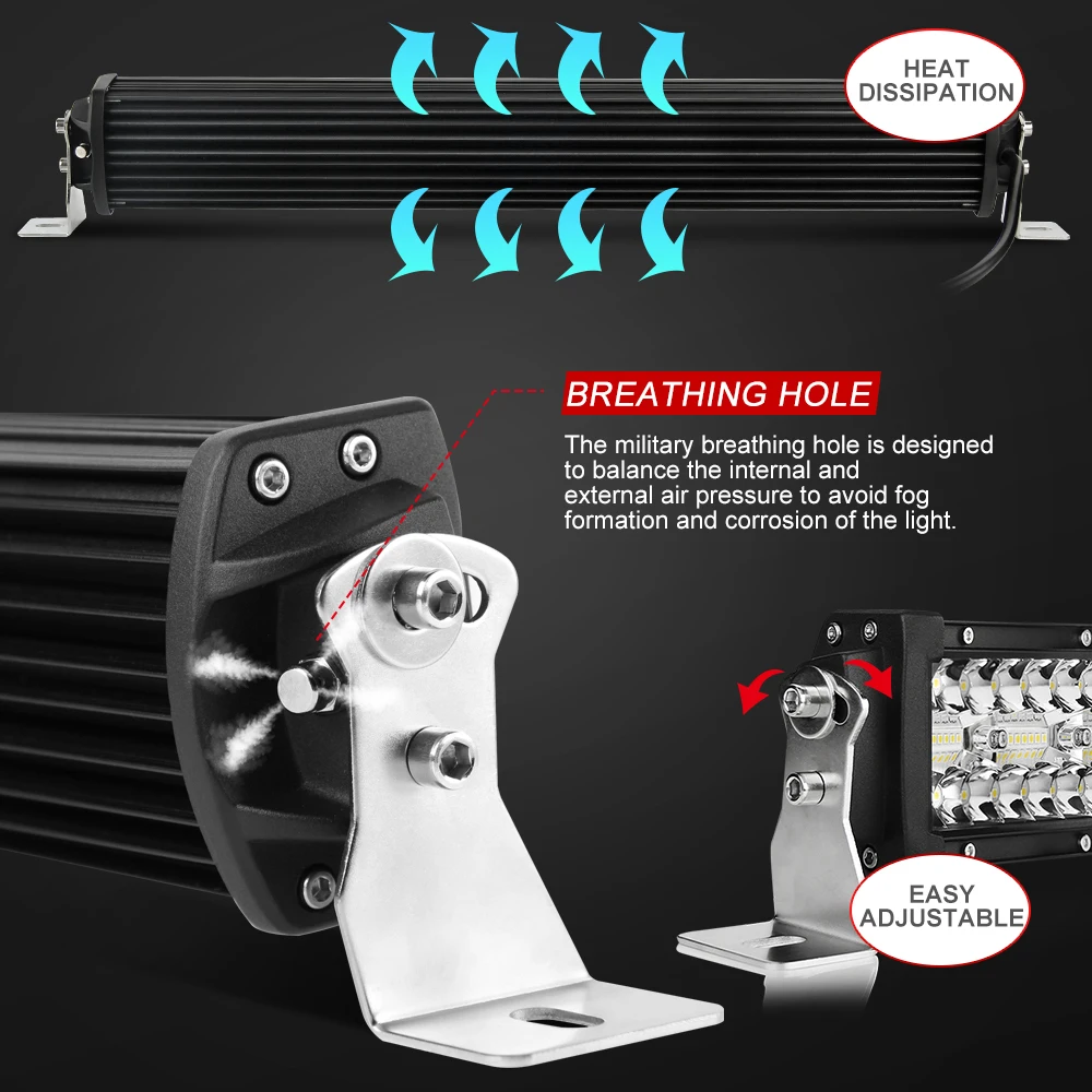 Суперъяркая Светодиодная панель E-mark 3 ряда для внедорожников, оптовая продажа, светодиодная балка 8 дюймов 14 дюймов 22 дюйма 32 дюйма 42 дюйма 52 дюйма