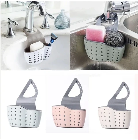 Laimao Sink Shelf Soap Sponge Drain Rack Silicone Storage Basket Bag Faucet Holder Adjustable Kitchen Accessories Minimalist Pla