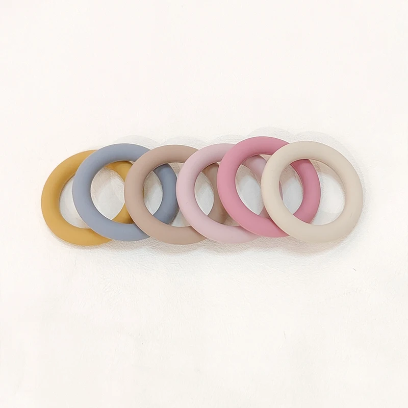 Baby accessories Organic Cotton Muslin Teething Ring Baby Silicone Ring With Cloth Teether
