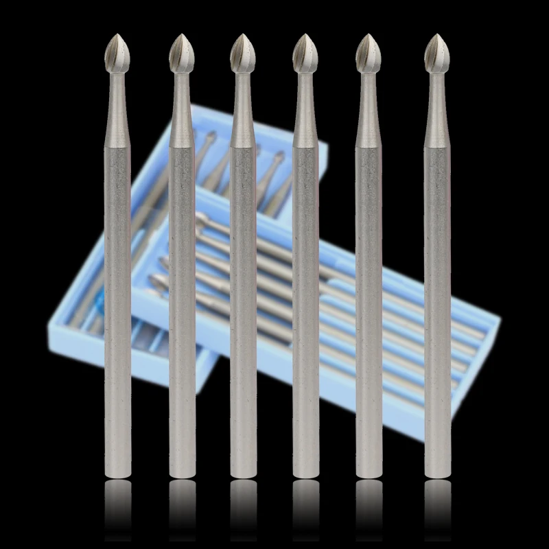 6pcs Alloy tungsten steel round burs Olive Amber Engraving carving knife End Mill Woodworking Router Bit Wood Milling Cutter