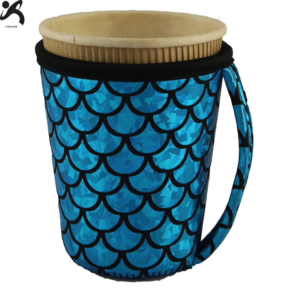 Customized Reusable Insulated Neoprene Iced Coffee Beverage Sleeves Cold Drink Cup Holder