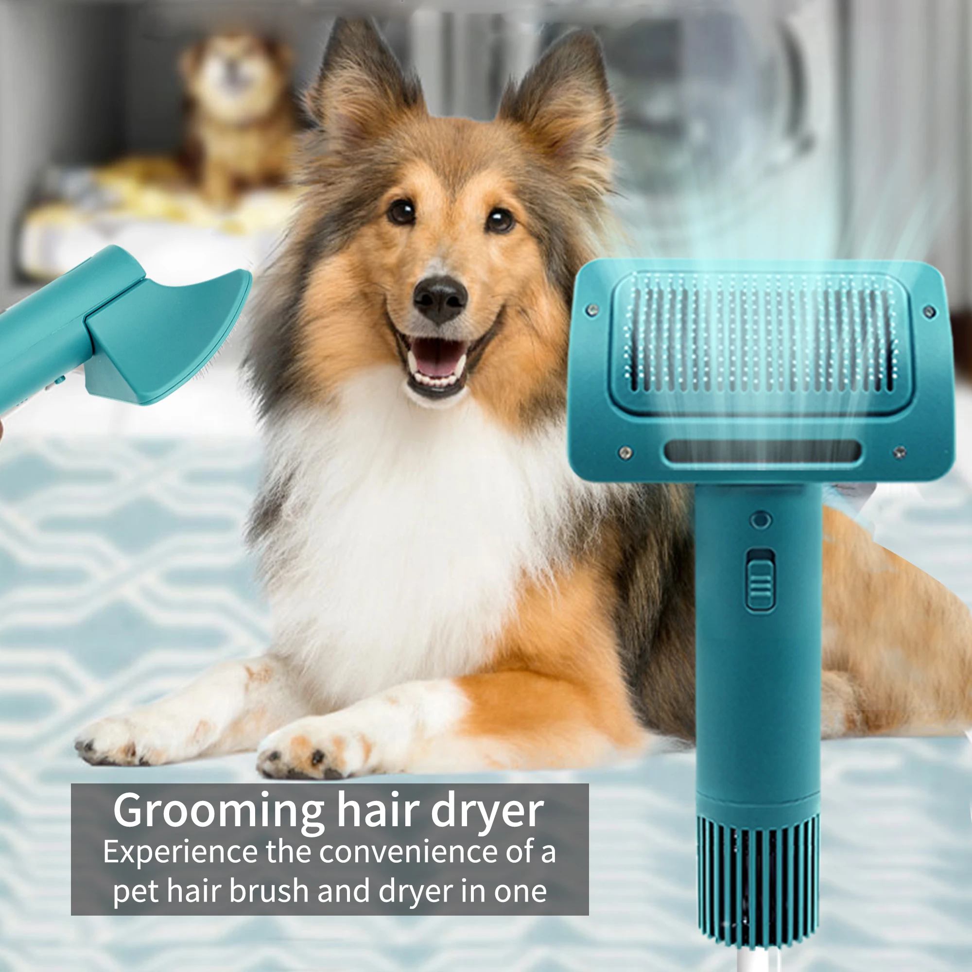 Pet Grooming Brush With Hair Dryer Pet Blow Turbo Portable With Brush Parts For Hair Dryers Two Speed Setting Travel Ionic  High