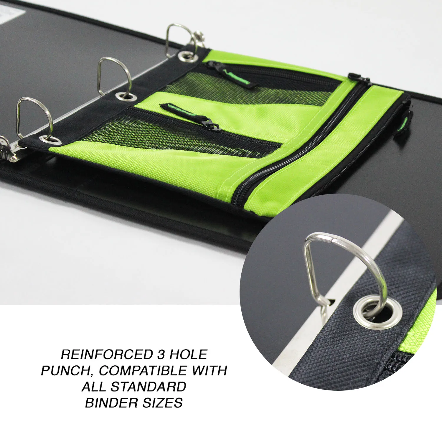 Pencil Pouch with 2 Pockets, Fits 3 Ring Binder Zippered Pocket, multi-pocket  Mesh Window pencil bag pencil bag