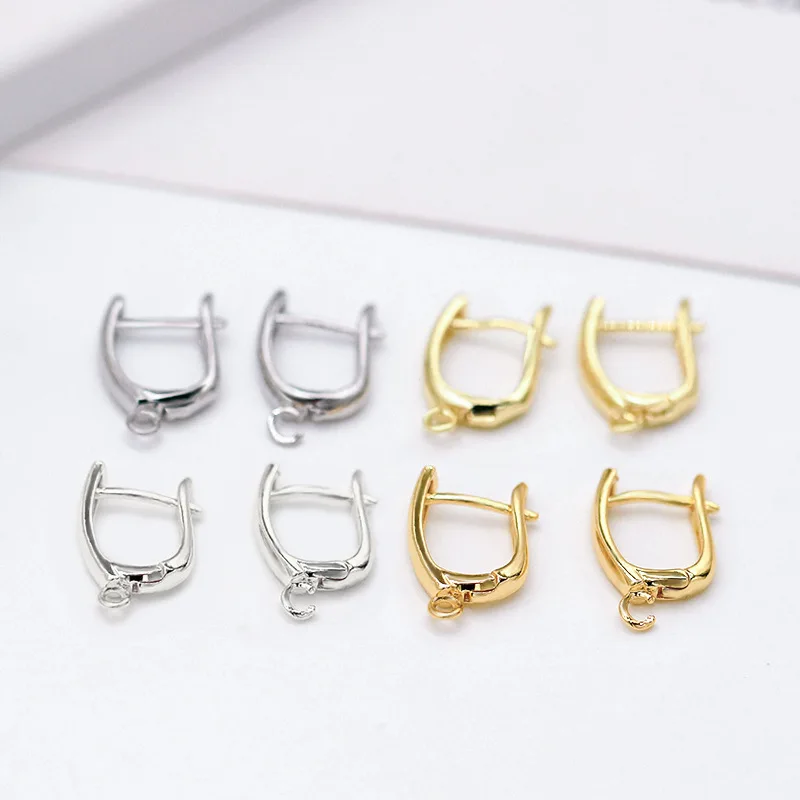 Copper plated 18K gold U-shaped ear bucklel Earring Round Hook Ear Wire with Open Loop for Earring Design Jewelry Making