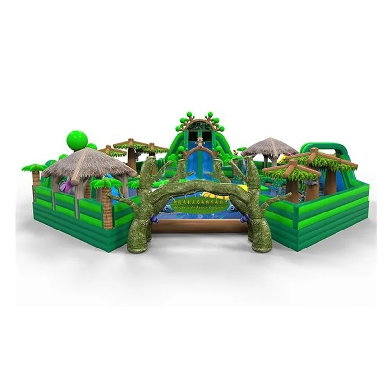 Outdoor PVC Amazon Jungle inflatable water pool park for kids and adult On Sale
