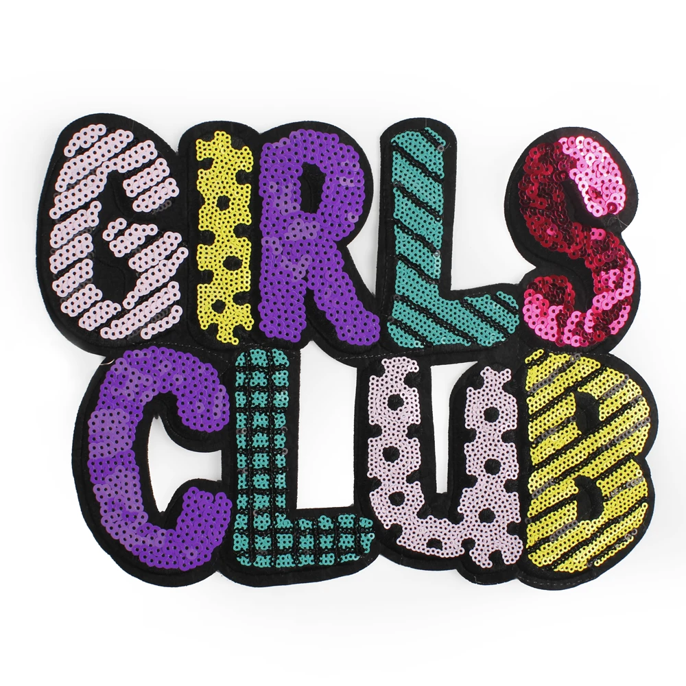 2024 Popular Custom Girls Letter Design Wholesale Embroidery sequin Patches