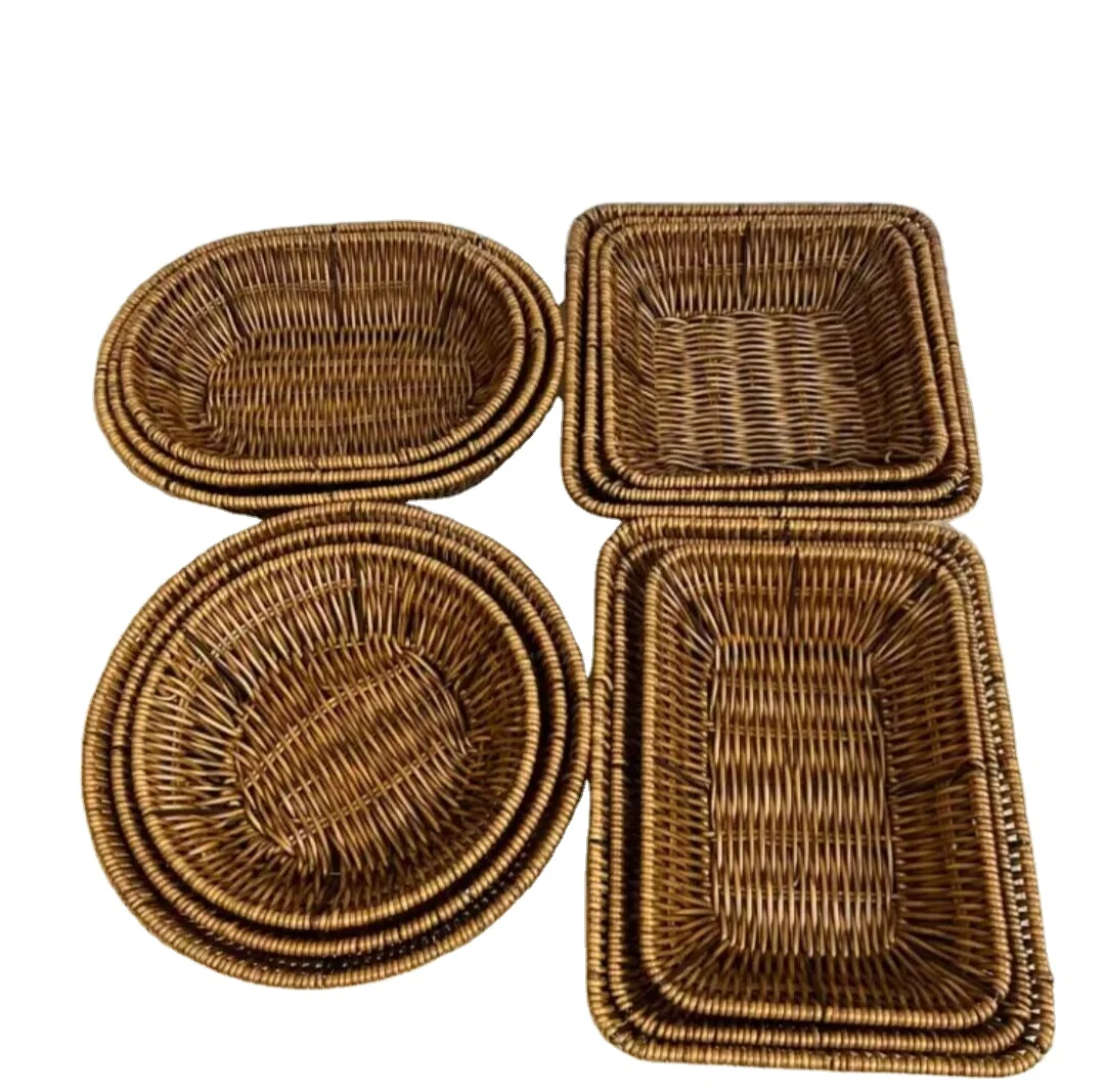 Rattan woven basket fruit bread hot pot restaurant vegetable storage hand-woven basket