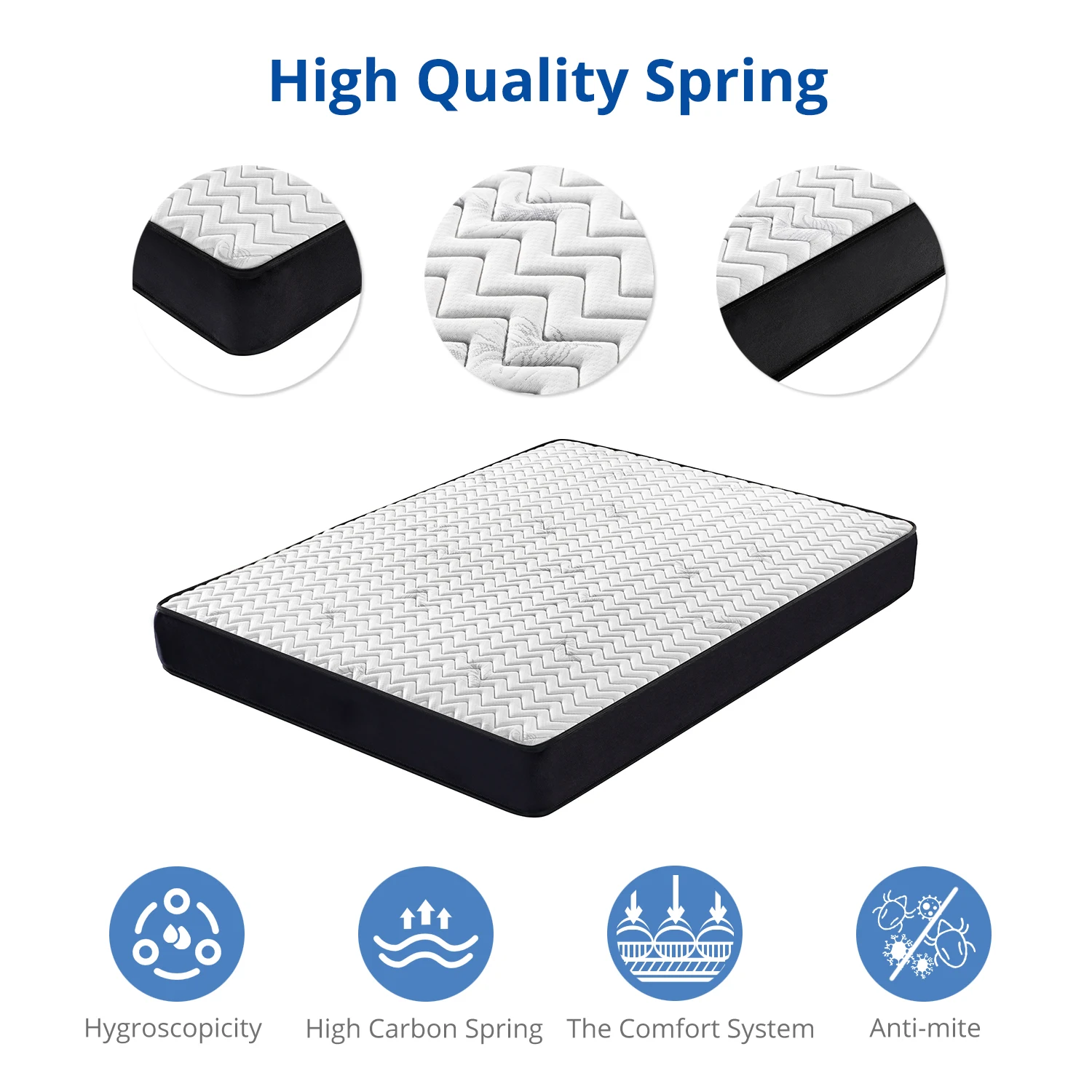 Luxurious Hilton Hotel Comfort High Sleep Quality Roll Up Pocket Spring Zone Mattresses Topper Spring Bed Mattress